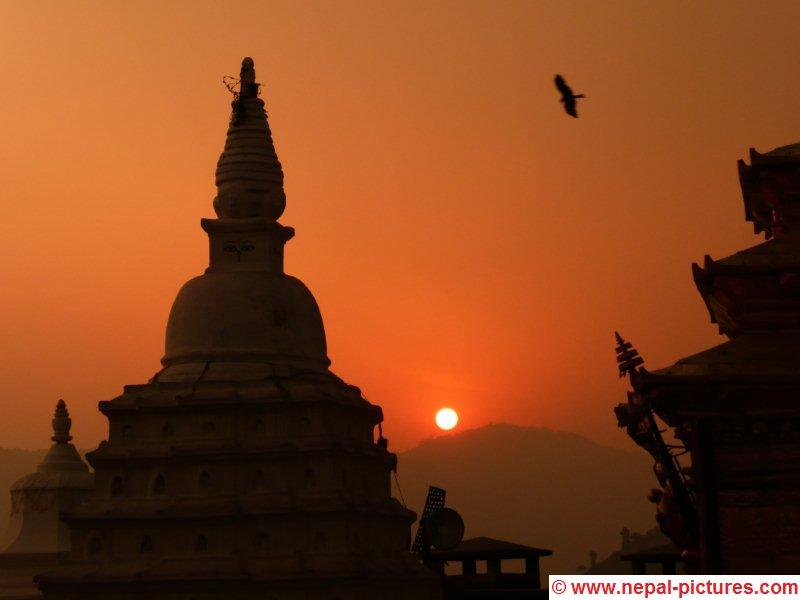 Zonsondergang vanaf Swayambunath